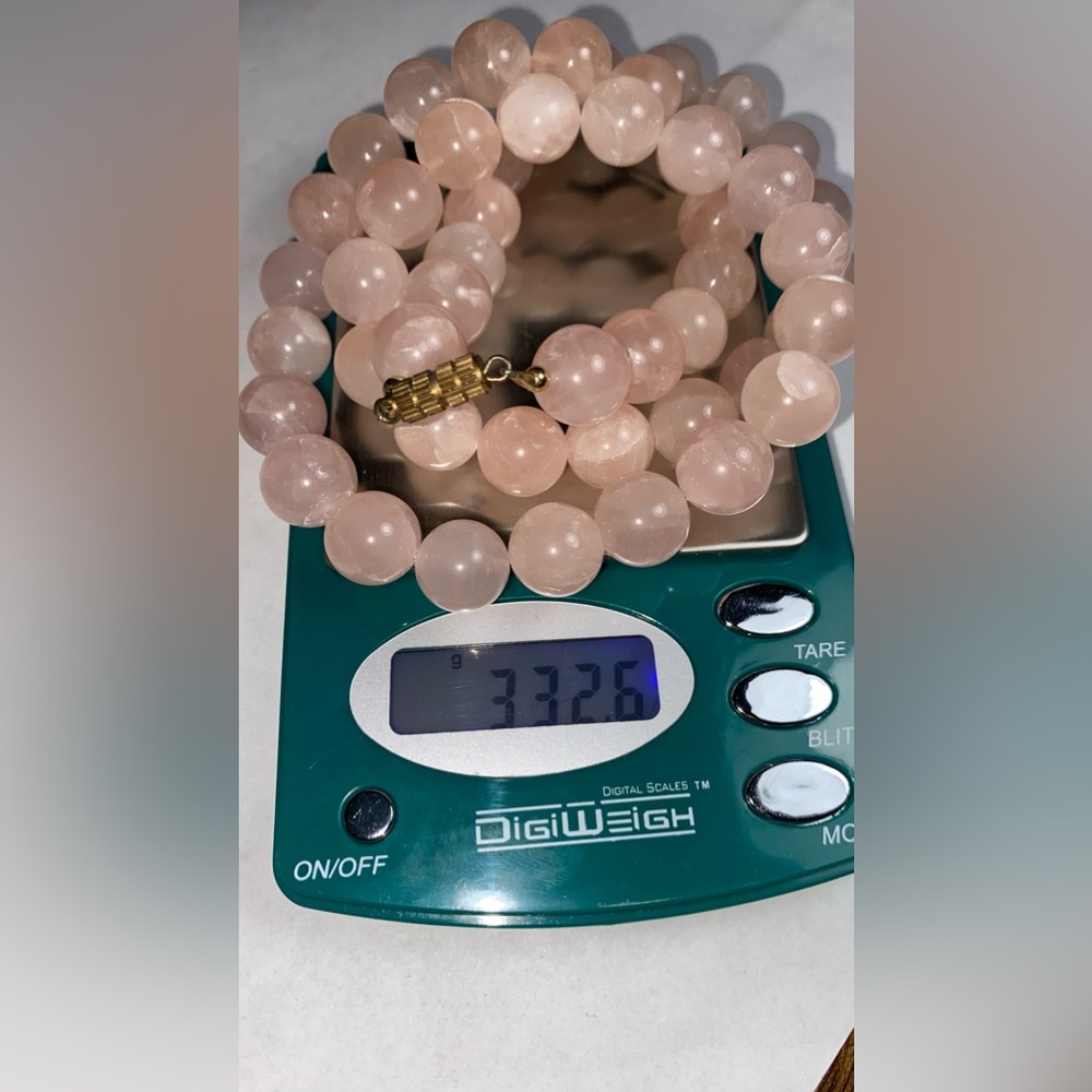 Rose Quartz bead estate necklace. 332.6 g 1970’s vintage. HEAVY!! - Picture 5 of 7